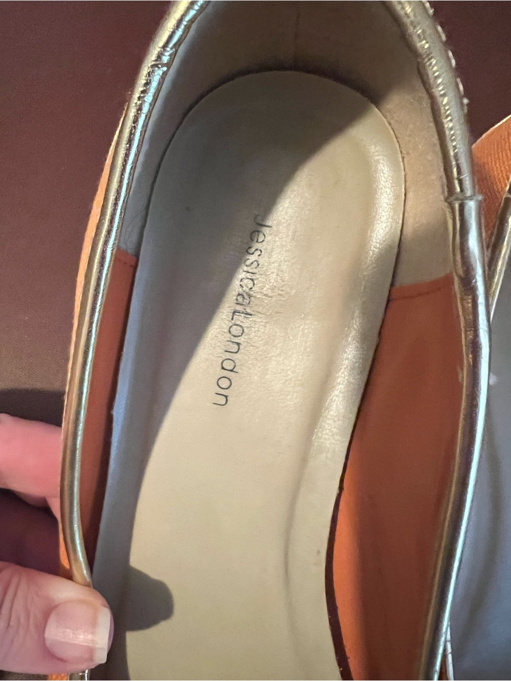 Jessica London Orange Loafer Flats with Gold-Tone Horsebit - Picture 5 of 7